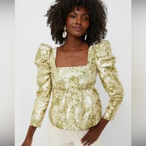 Floral Light Green Square Neck Blouse